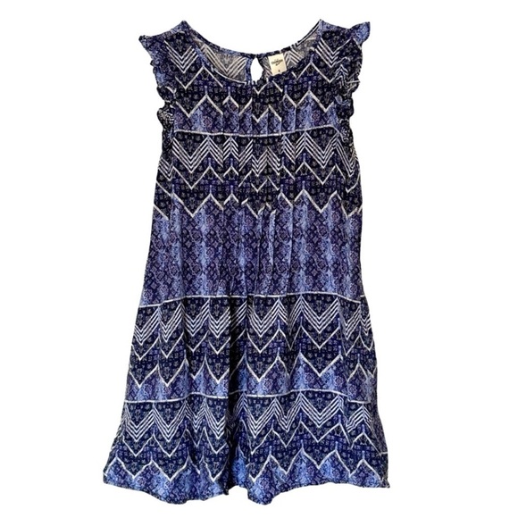 OSHKOSH • Stylish Blue Patterned Kids Dress Summer Ruffle - Picture 1 of 3